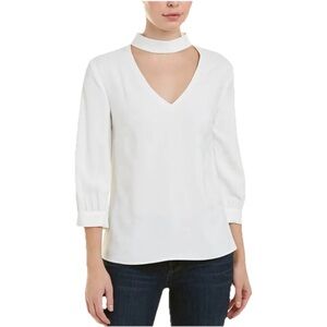 Trina Turk Opal Choker Blouse Boysenberry Women’s White Choker Blouse Size Small